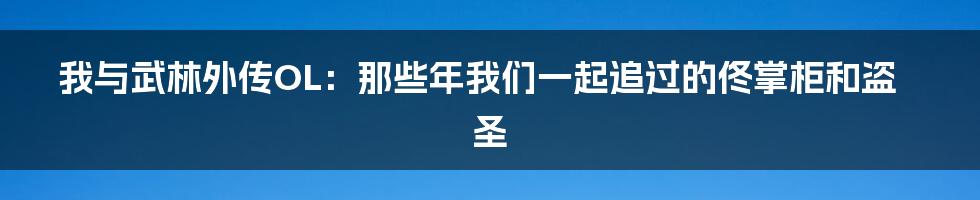 我与武林外传OL:那些年我们一起追过的佟掌柜和盗圣