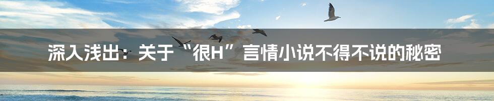 深入浅出:关于“很H”言情小说不得不说的秘密