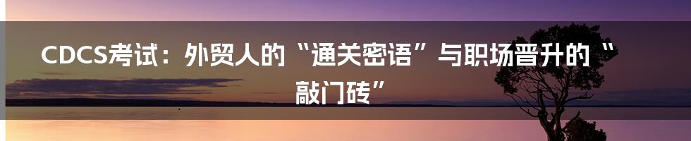 CDCS考试:外贸人的“通关密语”与职场晋升的“敲门砖”