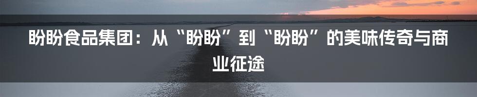 盼盼食品集团：从“盼盼”到“盼盼”的美味传奇与商业征途