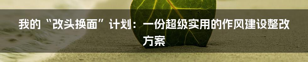 我的“改头换面”计划:一份超级实用的作风建设整改方案