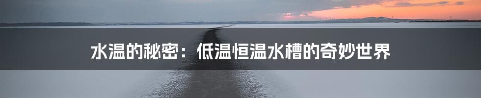 水温的秘密:低温恒温水槽的奇妙世界