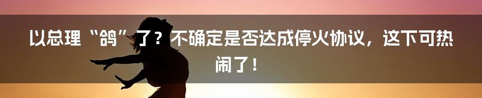 以总理“鸽”了?不确定是否达成停火协议,这下可热闹了!