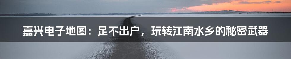 嘉兴电子地图:足不出户,玩转江南水乡的秘密武器