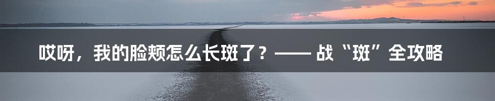 哎呀，我的脸颊怎么长斑了？—— 战“斑”全攻略