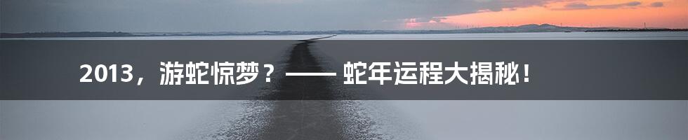 2013,游蛇惊梦?—— 蛇年运程大揭秘!