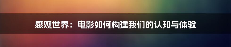 感观世界:电影如何构建我们的认知与体验
