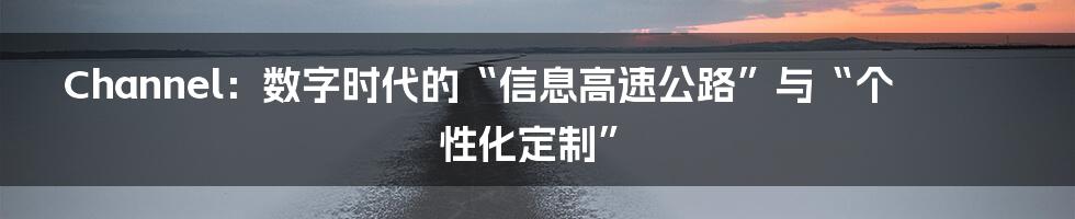 Channel:数字时代的“信息高速公路”与“个性化定制”