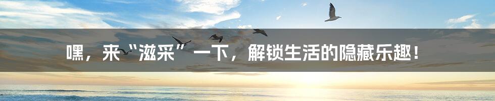 嘿,来“滋采”一下,解锁生活的隐藏乐趣!