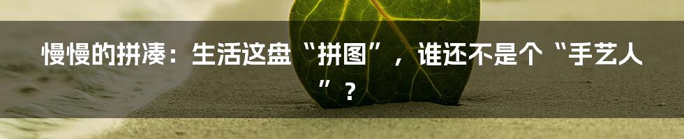 慢慢的拼凑:生活这盘“拼图”,谁还不是个“手艺人”?