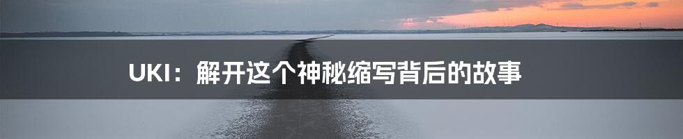 UKI:解开这个神秘缩写背后的故事