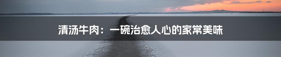 清汤牛肉：一碗治愈人心的家常美味