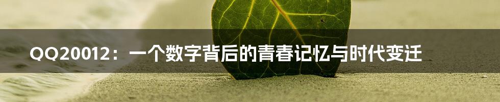 QQ20012:一个数字背后的青春记忆与时代变迁