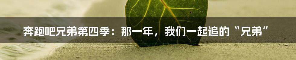 奔跑吧兄弟第四季:那一年,我们一起追的“兄弟”