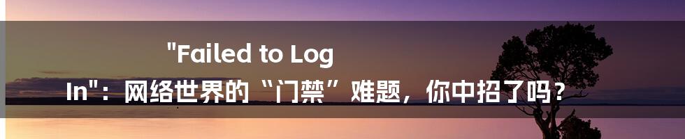 "Failed to Log In"：网络世界的“门禁”难题，你中招了吗？