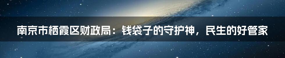 南京市栖霞区财政局：钱袋子的守护神，民生的好管家