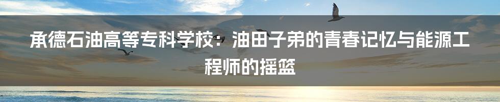 承德石油高等专科学校：油田子弟的青春记忆与能源工程师的摇篮