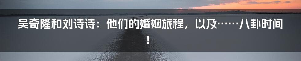 吴奇隆和刘诗诗:他们的婚姻旅程,以及……八卦时间!