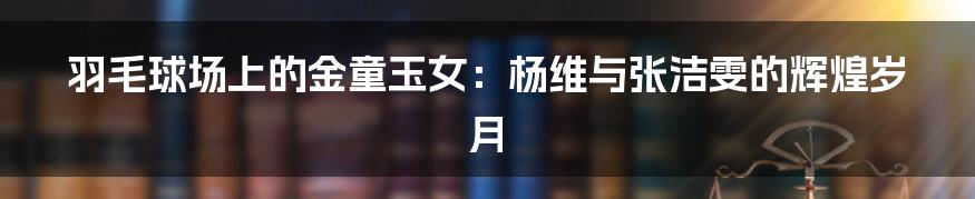 羽毛球场上的金童玉女:杨维与张洁雯的辉煌岁月