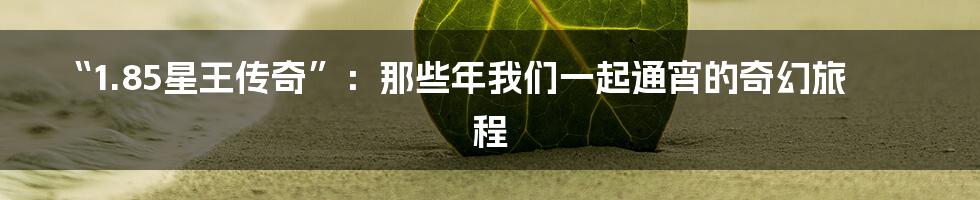 “1.85星王传奇”：那些年我们一起通宵的奇幻旅程