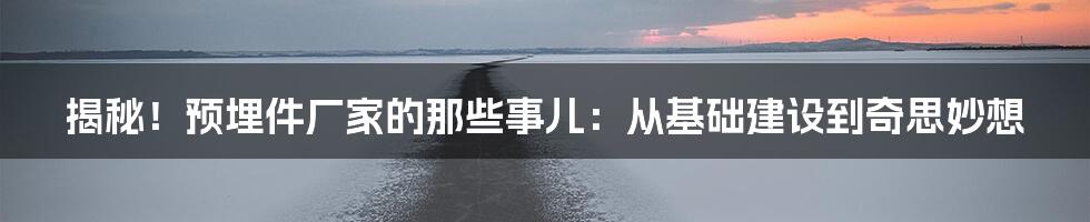 揭秘!预埋件厂家的那些事儿:从基础建设到奇思妙想