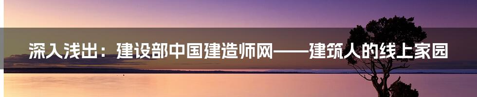 深入浅出:建设部中国建造师网——建筑人的线上家园