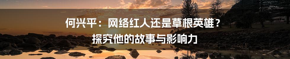 何兴平：网络红人还是草根英雄？ 探究他的故事与影响力