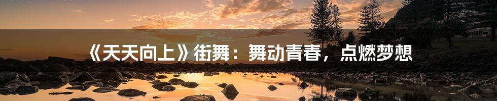 《天天向上》街舞:舞动青春,点燃梦想