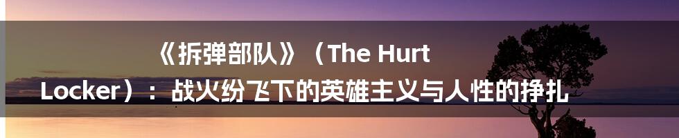 《拆弹部队》（The Hurt Locker）：战火纷飞下的英雄主义与人性的挣扎
