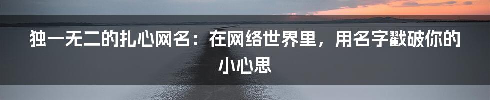 独一无二的扎心网名：在网络世界里，用名字戳破你的小心思