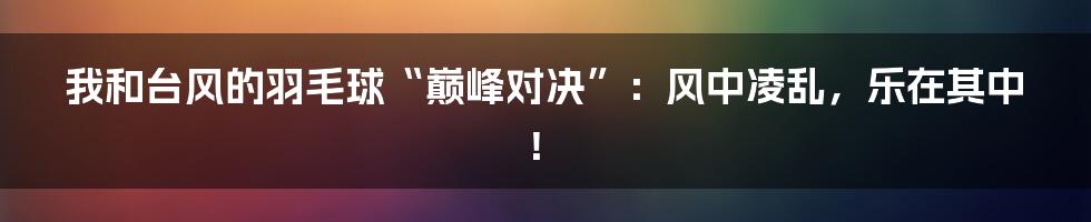 我和台风的羽毛球“巅峰对决”：风中凌乱，乐在其中！