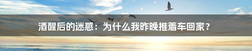 酒醒后的迷惑：为什么我昨晚推着车回家？