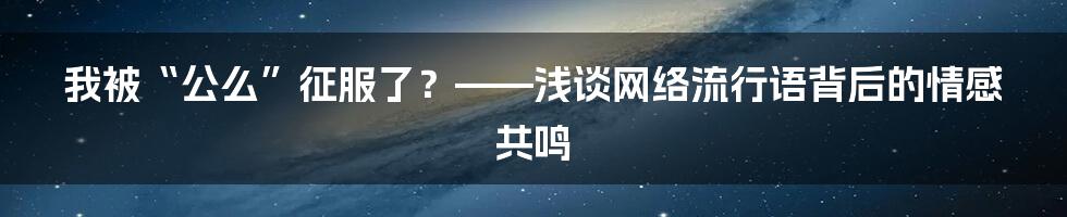 我被“公么”征服了？——浅谈网络流行语背后的情感共鸣