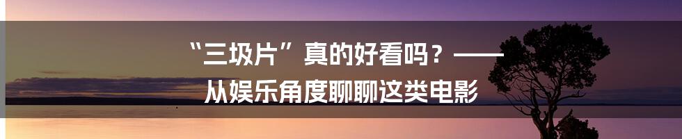 “三圾片”真的好看吗？—— 从娱乐角度聊聊这类电影