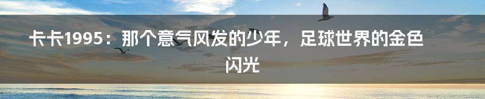 卡卡1995:那个意气风发的少年,足球世界的金色闪光