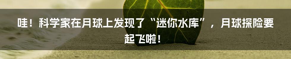 哇！科学家在月球上发现了“迷你水库”，月球探险要起飞啦！