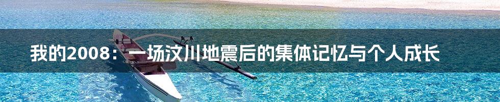 我的2008：一场汶川地震后的集体记忆与个人成长
