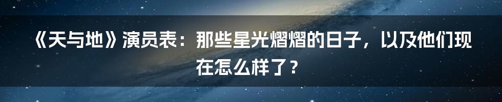 《天与地》演员表：那些星光熠熠的日子，以及他们现在怎么样了？