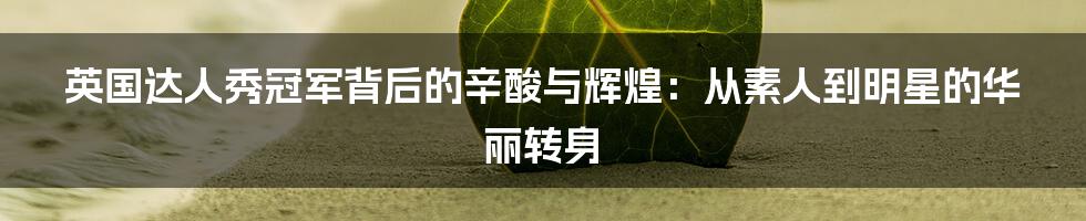 英国达人秀冠军背后的辛酸与辉煌:从素人到明星的华丽转身