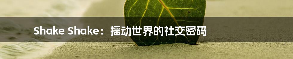 Shake Shake：摇动世界的社交密码
