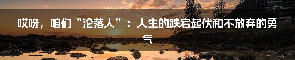 哎呀,咱们“沦落人”:人生的跌宕起伏和不放弃的勇气
