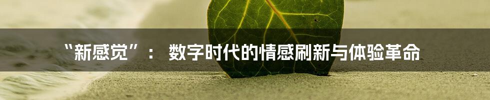 “新感觉”: 数字时代的情感刷新与体验革命