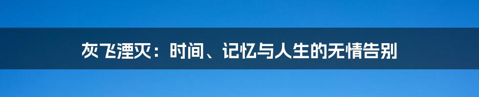 灰飞湮灭：时间、记忆与人生的无情告别