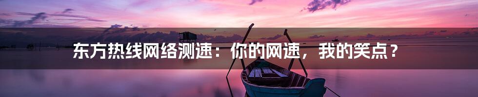 东方热线网络测速:你的网速,我的笑点?