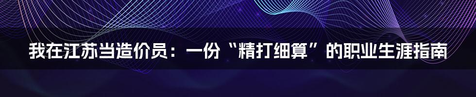 我在江苏当造价员：一份“精打细算”的职业生涯指南