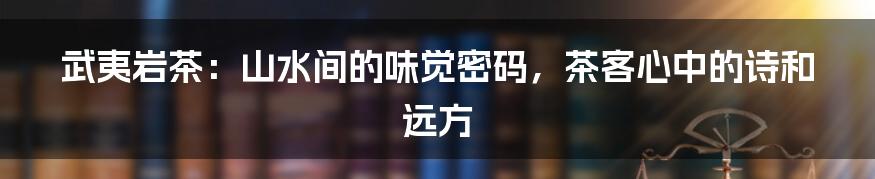 武夷岩茶:山水间的味觉密码,茶客心中的诗和远方
