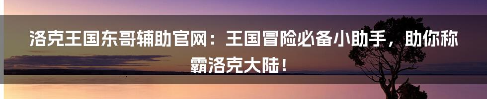 洛克王国东哥辅助官网:王国冒险必备小助手,助你称霸洛克大陆!