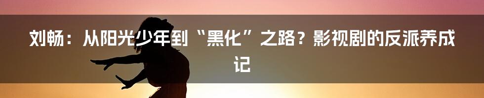 刘畅:从阳光少年到“黑化”之路?影视剧的反派养成记