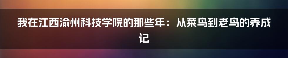 我在江西渝州科技学院的那些年:从菜鸟到老鸟的养成记