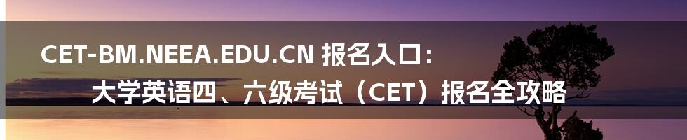 CET-BM.NEEA.EDU.CN 报名入口：大学英语四、六级考试（CET）报名全攻略